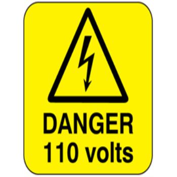 Danger 110 volts Label
