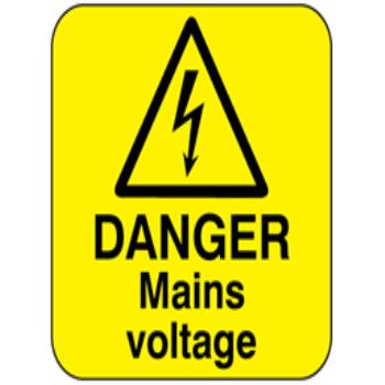 Danger mains voltage Label