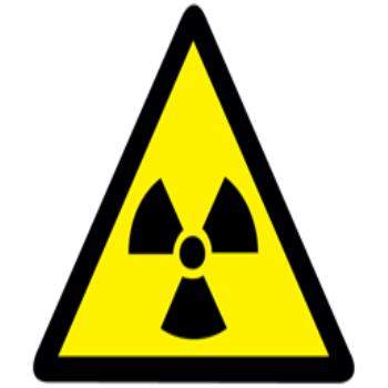Radiation warning symbol label.