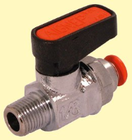 Mini Ball Valve 4mm OD hose push-in to 1/8"BSP Male