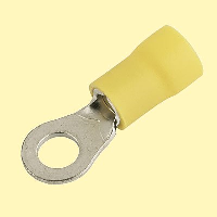 Cable Crimp Ring 6mm Dia, Pre insulated for 6mm Cable Yellow