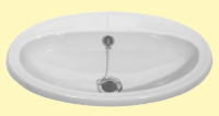 Oval inset basin, c/w standard waste - White Plastic