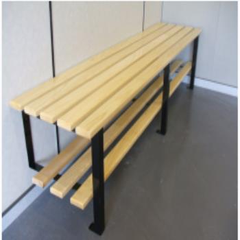 Changing room wall to floor fixed bench