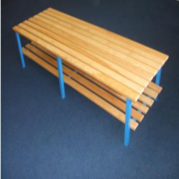 Changing room double sided bench with shoe tray