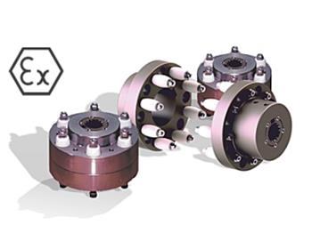 Couplings - JXL Anti-static Flameproof Coupling, ATEX compliant, torsionally resilient of pin and bush design.