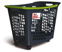 55 Litre, 4 Wheel Trolley Basket - Green Handle