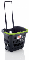 Anthracite 34 Litre Trolley Basket - Green handle