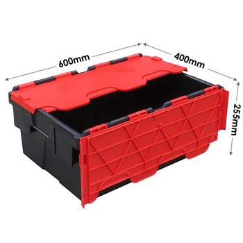 45 Litre - Attached Lid Plastic Container Crates Made from Recycled Plastic