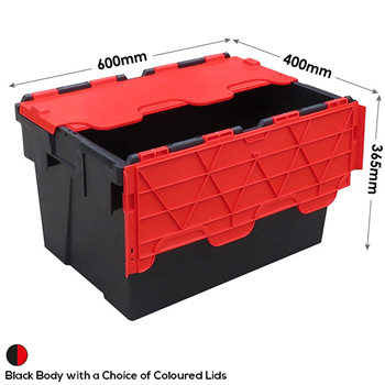 65 Litre Attached Lid Plastic Container Crates Made from Recycled Plastic