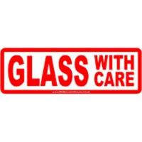 1000 Glass With Care Labels 150X48Mm Vinyl Tear Resistant