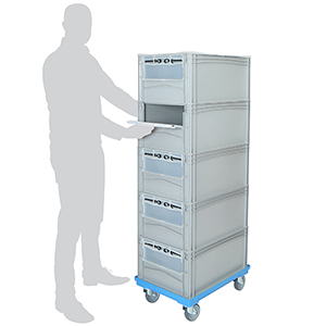 Order Picking Trolley with 5 x Open Front Containers - With Drop Down Doors
