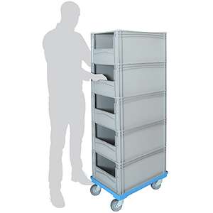 Order Picking Trolley with 5 x Open Front Containers - Without Doors