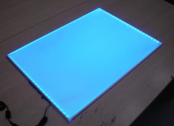 8mm deep LED light board single colour or RGB colour changing bespoke up to 3000 x 1500mm