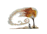 Pet Berievment card with Dog in Leaves Picture