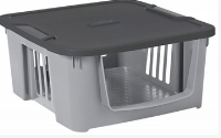 Proton Set of 3 x 16 Litre Open Fronted Stacking Nesting Plastic Storage Bins