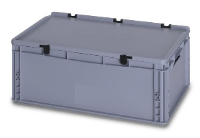 Shallow Medium Solent Plastics Stacking Plastic Container with Hinged Lid