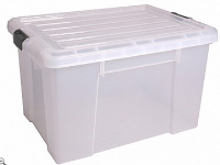 68 Ltr Clear Power Box Storage Container Trunk with Clip-on Lid