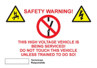 High Voltage Warning 297x210mm Plastic