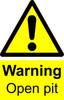 Warning Open Pit Sign 200x300mm Plastic