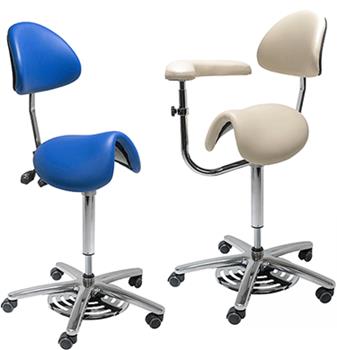 Dual height Surgeons Foot Operated Saddle Chairs
