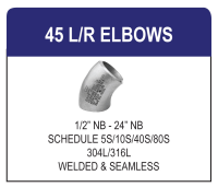 Stainless Steel 45 Degree Long Radius Elbows