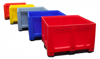 610 Litre Multiple Colour Option Standard Size Pallet Box / Bulk Storage Container. Solid sides with 3 Skids