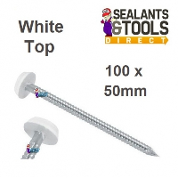 Tiptop Pins Nails Poly Pins Stainless Steel Plastic Head 100 x 50mm - White