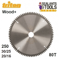 Triton 250mm 80T Circular Saw Blade 30mm inc 25 20 16 mm Rings 633353