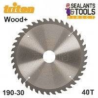 Triton 190mm 40T Construction Circular Saw Blade 30mm Inc 25 20 Rings 930775
