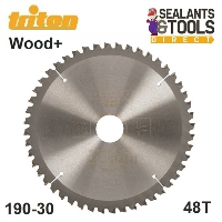 Triton 190mm 48T Construction Circular Saw Blade 30mm Inc 25 20 Rings 980629