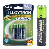 Lloytron AAA Rechargeable Batteries ACCU Ultra HR03 MN2400 4 Pack