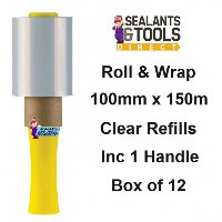 Roll and Wrap Mini Clear Stretch Hand Wrap Refill 100mm x 150 meters Box 12