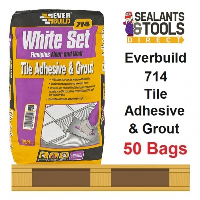 Everbuild 714 White Set Flexiplus Tile Adhesive Grout 50 Bag Pallet