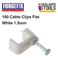 ForgeFix Flat White 1.5mm Electric Cable Cable Clips Box of 100 FCC15W