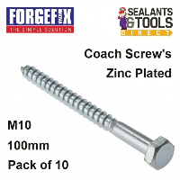 Forgefix Coach Screw M10 100mm Pack 10 10CS10100