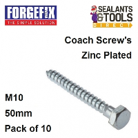 Forgefix Coach Screw M10 50mm Pack 10 10CS1050 