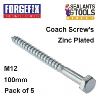 Forgefix Coach Screw M12 100mm Pack 5 5CS12100
