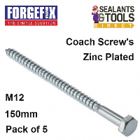 Forgefix Coach Screw M12 150mm Pack 5 5CS12150