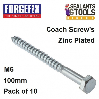 Forgefix Coach Screw M6 100mm Pack 10 10CS6100