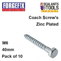 Forgefix Coach Screw M6 40mm Pack 10 10CS640