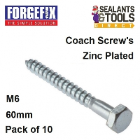 Forgefix Coach Screw M6 60mm and Rimless Plug 4 Pack FK660B