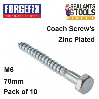 Forgefix Coach Screw M6 70mm Pack 10 10CS670 