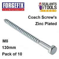 Forgefix Coach Screw M8 130mm Pack 10 10CS8130