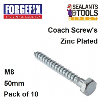 Forgefix Coach Screw M8 50mm Pack 10 10CS850