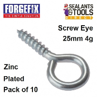 ForgeFix Zinc Plated Screw Eyes 25mm 4g 10SE254 Pack 10 