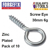ForgeFix Zinc Plated Screw Eyes 30mm 6g 10SE306 10 Pack 