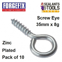 ForgeFix Zinc Plated Screw Eyes 35mm 8g 10SE358 10 Pack