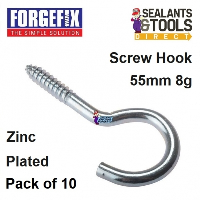 ForgeFix Zinc Plated Screw Hooks 55mm 8g 10SH558 10pk