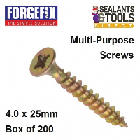 ForgeFix Multi-purpose Pozi Drive Screw 4.0 25mm MPS425Y Box 200