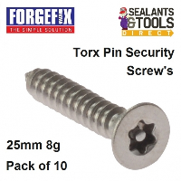 ForgeFix Torx Pin Head Security Screws 25mm Pack 10 